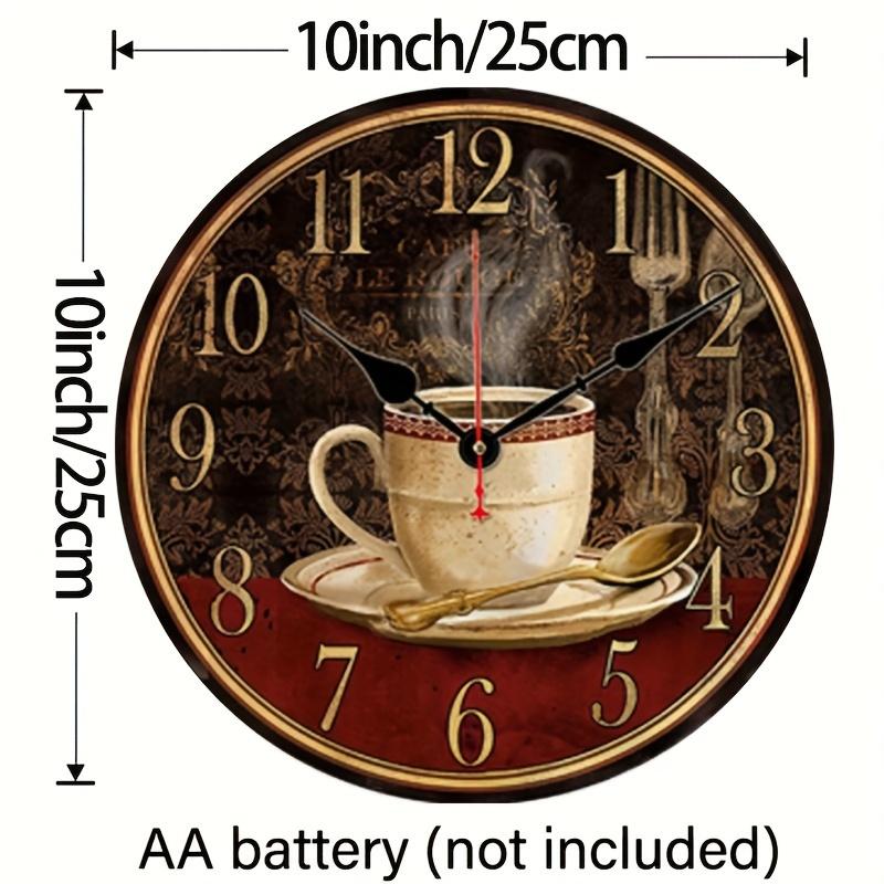 10-Inch Non-Ticking Wall Clock Silent Clock Vintage Home Decor for Living Room Kitchen Bedroom Coffee AA Battery (not Included)