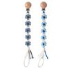 Symbolife Pacifier Daisy Floral with Wooden 30cm Unisex Blue Frost Clip, Print, Clip, Stretchable, Cotton, (Baby & Blue)