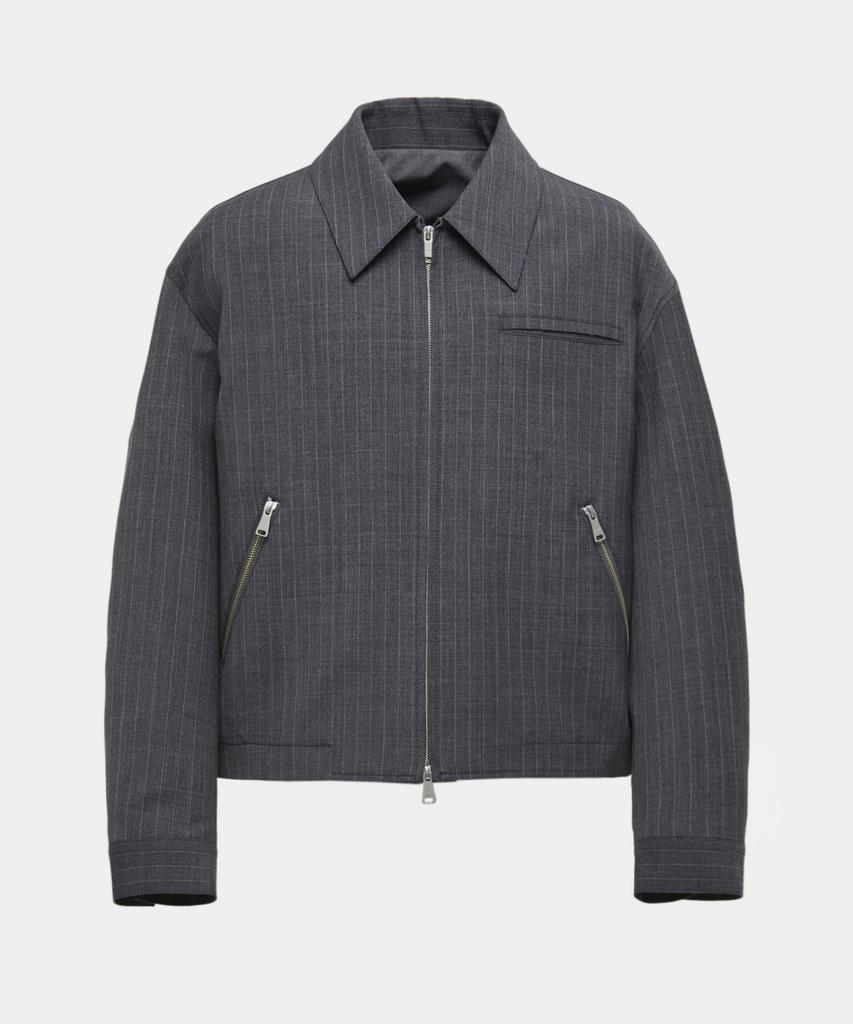 Coor Stiff Wool Blend Zip-Up Jacket (Grey)