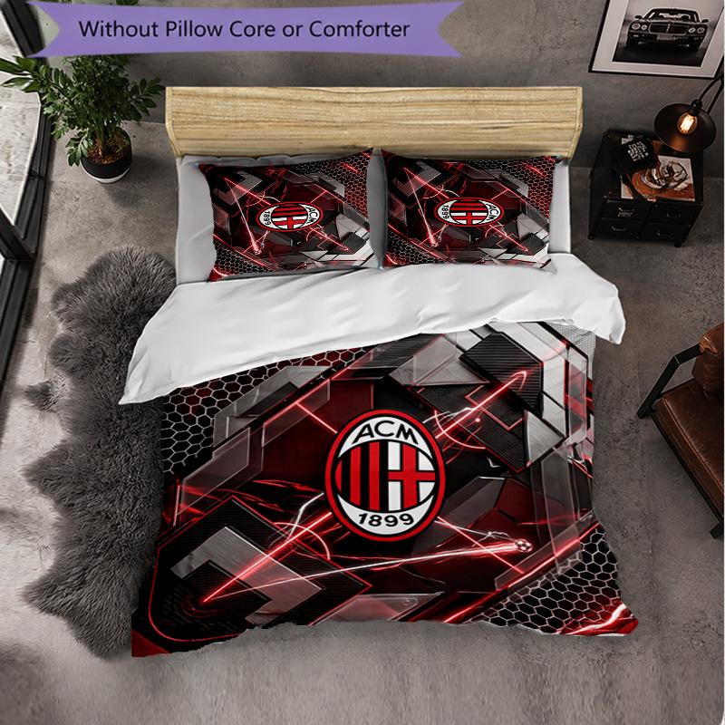 AC Milan Pattern 3?Pieces Bedding Set Soft Microfiber Duvet Cover with Pillow Cases for Bedroom