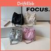 Stilvolle PU-Eimer-Tasche mit Schleifen-Kordelzug Trendige Koreanische Street-Schultertasche