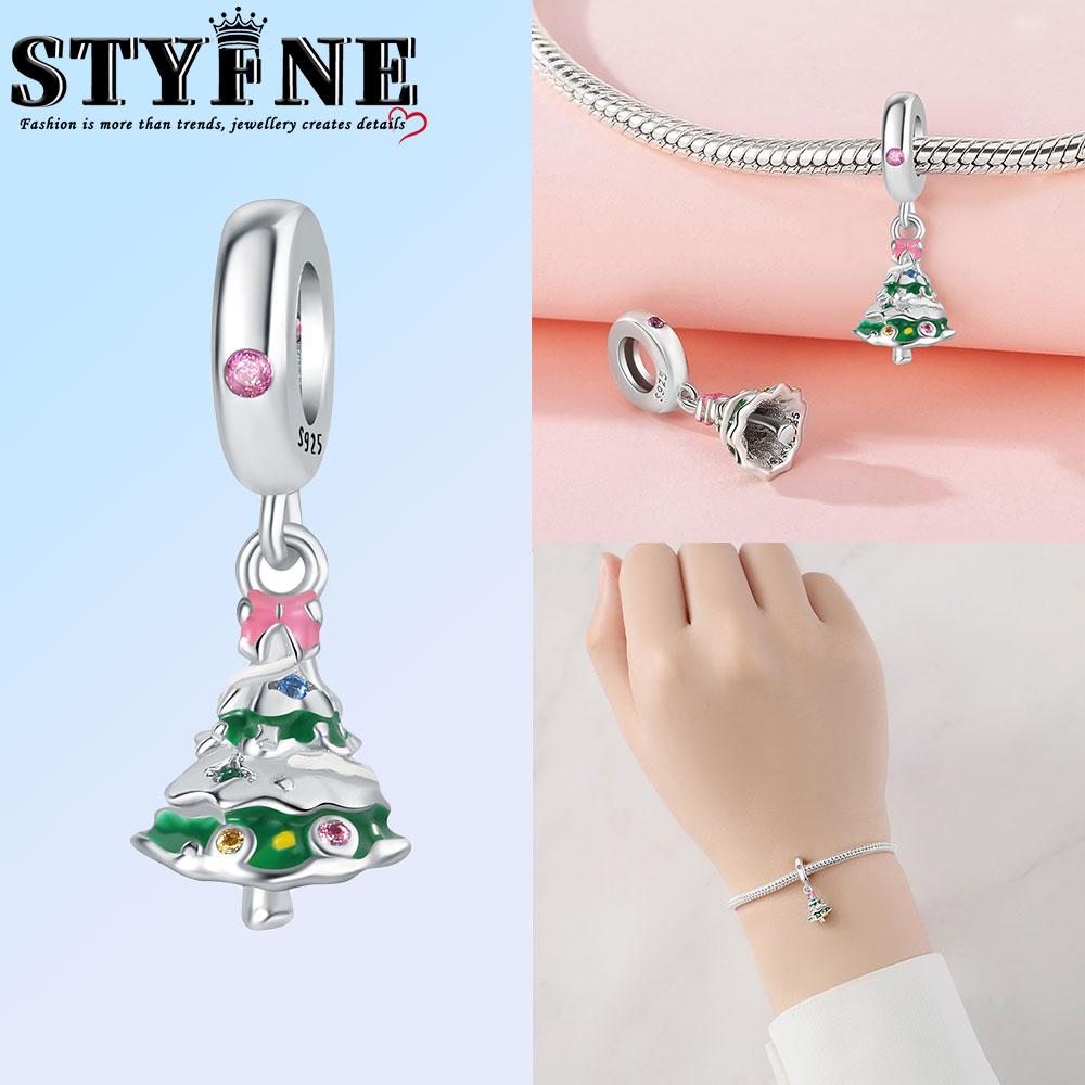 Copper Snowflake Christmas Tree Bell Garland Charms Beads Brand Bracelet Exquisite Diy Jewelry Making Women'S Gift