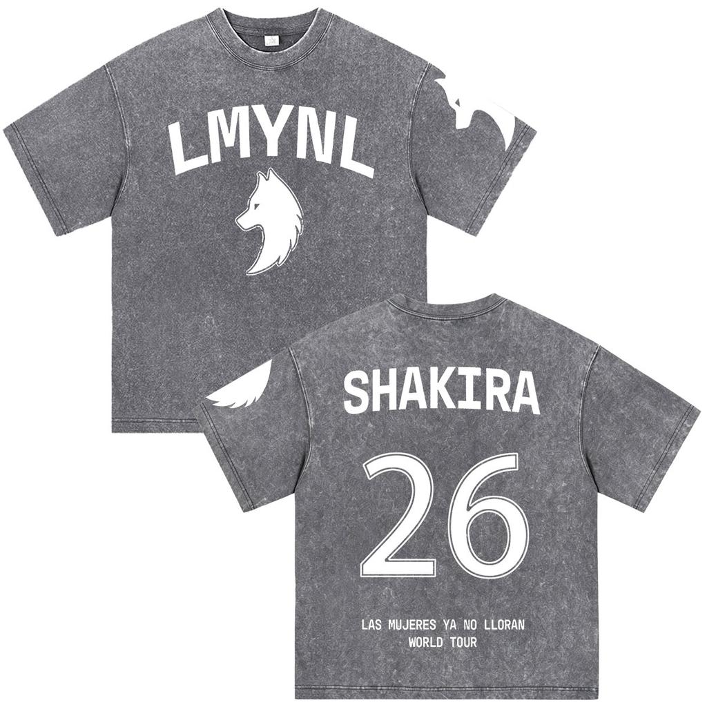Shakira Las Mujeres Ya No Lloran World Tour 2026 Vintage Washed T-shirts Men Women Clothing Casual Harajuku Short Sleeve T Shirt