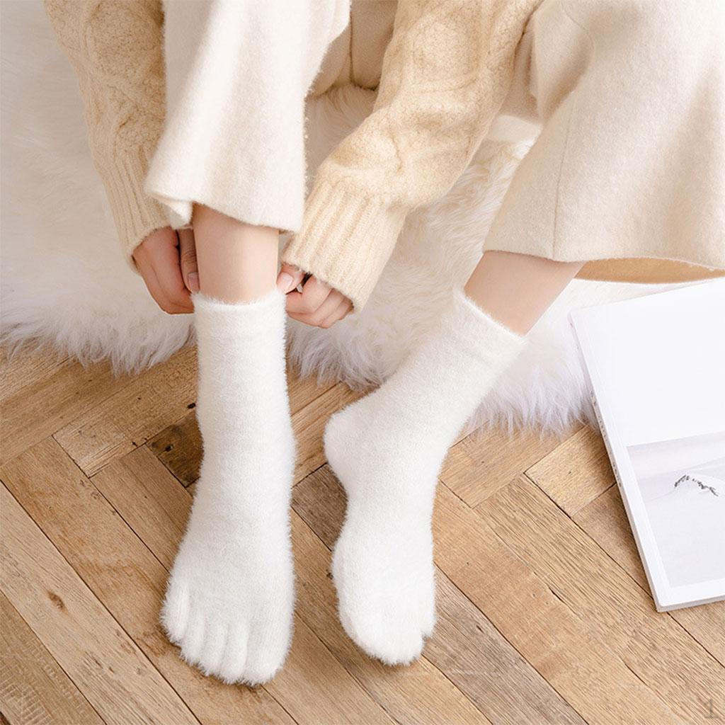 1 Pair Five Soft Athletic Mid Tube Casual Breathable Toe Socks Warm Separatedfor Running Autumn