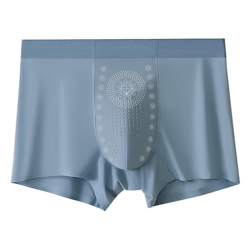 Antibacterial Ice Silk Seamless Men's Summer Boxer Briefs - Comfortable One-Piece Underwear for Men and Boys