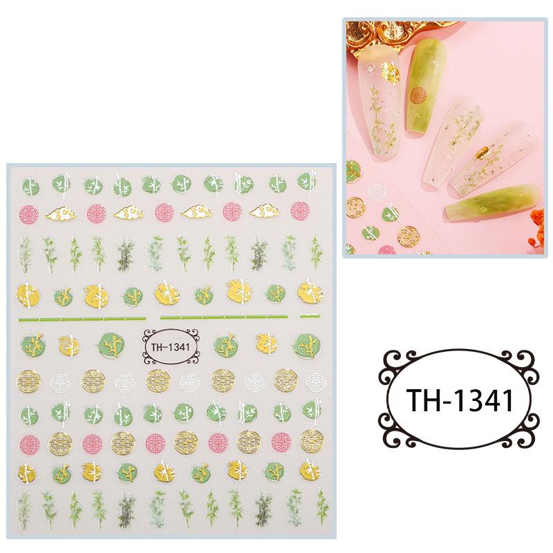 New Year Nail Art Stickers Bronzing Year of the Dragon Chinese Style Mahjong Cartoon Nail Stickers Decoration