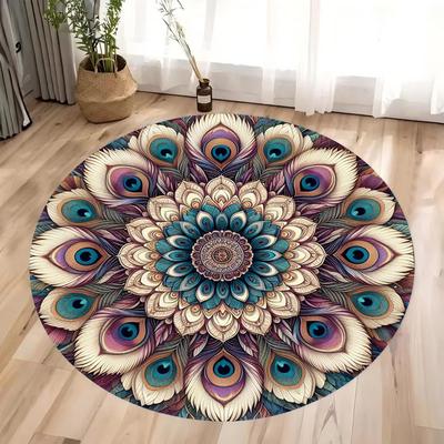 Mandala Barevný Květinový Kulatý Koberec Bohémský Koberec na Jógu a Meditaci do Obývacího Pokoje Ložnice Duchovní Domovní Dekorace