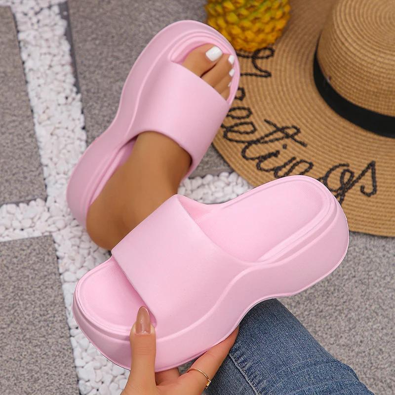 Chunky Platform Slippers for Women Summer Comfortable Wedge Heels Sandals Woman Solid Non Slip Eva Thick Sole Slides Shoes