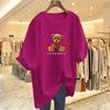 Women's Summer Bear Print Cotton T-Shirt - Korean Style, Loose Fit, Short Sleeve