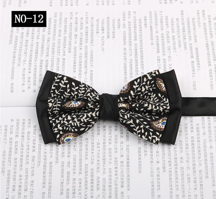 Gemusterte Fliege Herren Imitationsseide Druck Retro High-End Französisches Hemd Amtlich Fotografie Hochzeit Schleife Kragen