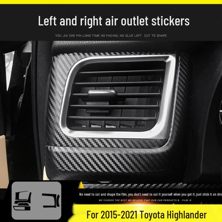 Carbon Fiber Anti-Kick Center Console Sticker for 09-21 Toyota Highlander Interior Decoration