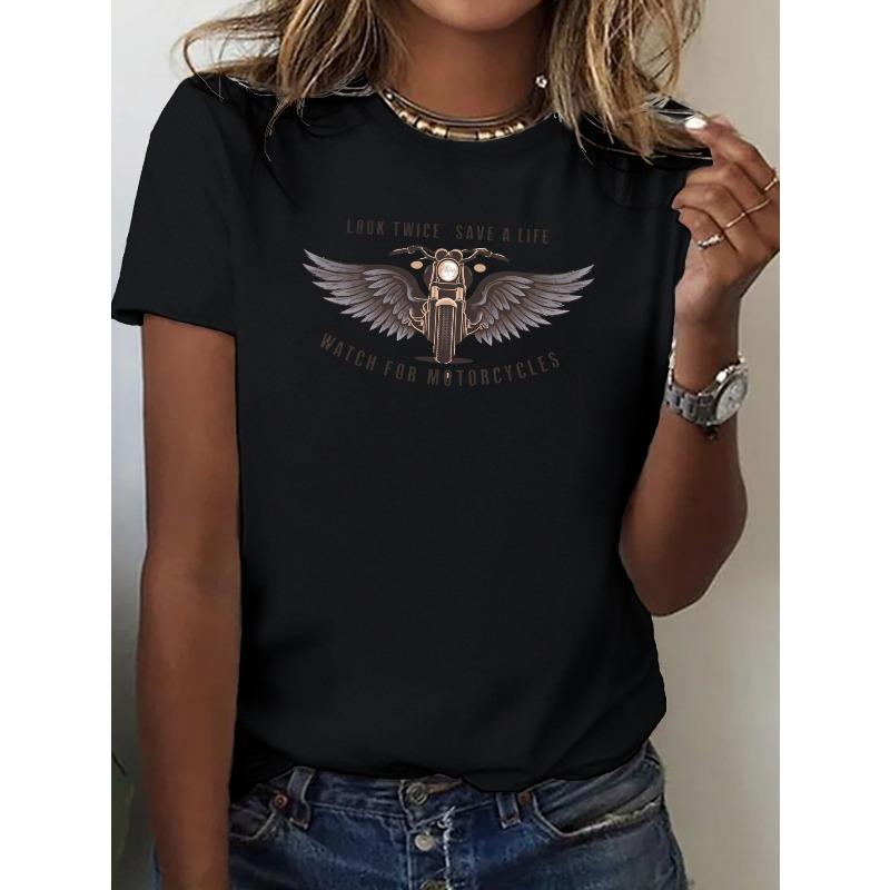 Женская мотоциклетная защитная одежда европейского размера - Дышащая футболка, подходящая для езды, повседневная футболка с круглым вырезом и удобной посадкой S чёрный