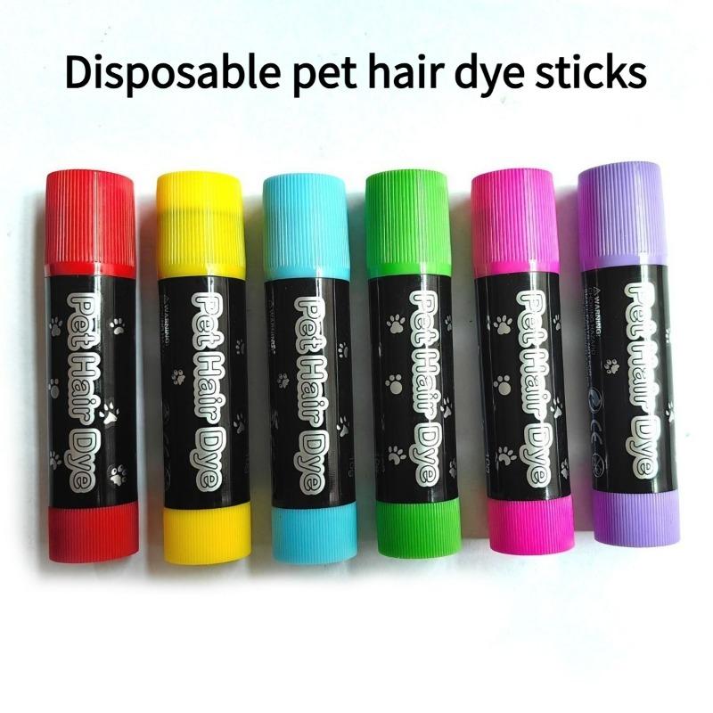 1PACK/6PCS Pet Dyeing Disposable Dog Hair Dyeing Easy Cleaning Color Crayon Hair Dyeing Water-based Formula Temporary Dyeing 8.9*2.0