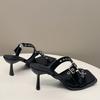 2024 Summer New Buckle Sandals Women's Sexy Line with Thin Heels Open Toe Slippers Fashion All-matching High Heels