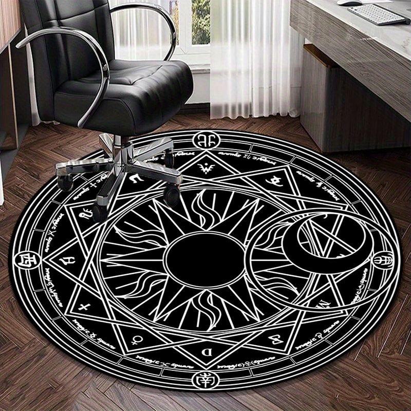 Celtic Moon Pentagram Art Round Carpet Chair Cushion Round Entryway Rug, Soft Round Rugs for Living Room, Bedroom, Circle Carpet Decor Gifts