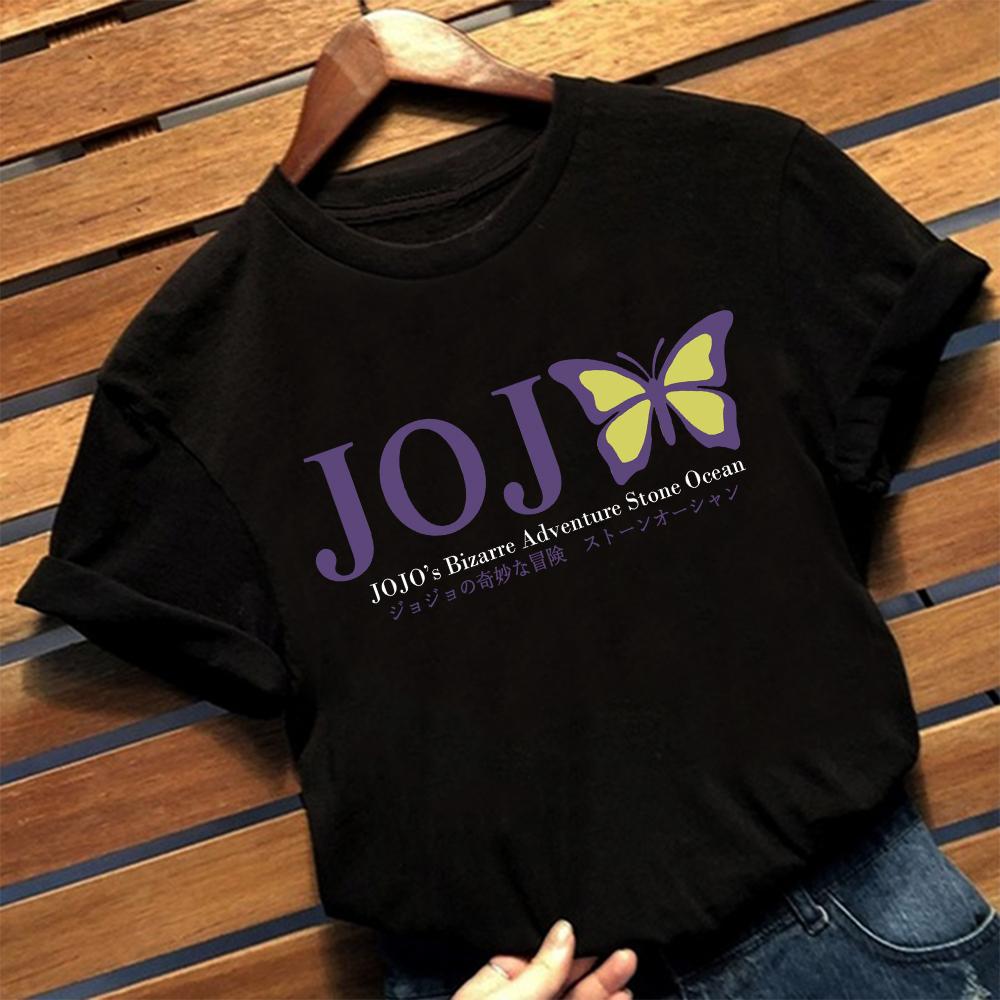

Japanese Anime Jojo Bizarre Adventure T Shirt Cartoon Print Summer Top Causal O-Neck Short Sleeve Vintage Chic Clothes Unisex L білий