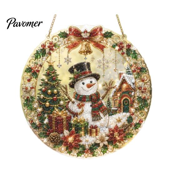 Living Room Holiday Decor Christmas Faux Pearl Art Hanging Ornament Kit, Acrylic Glowing Gift Ideas for Tree Window, DIY Festive Pendant Home Party