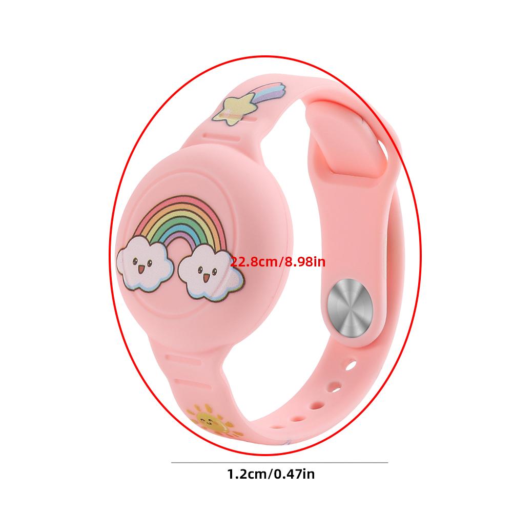 Cartoon Wristband Waterproof Silicone Kids Watch Band for AirTag (Rainbow Cloud)