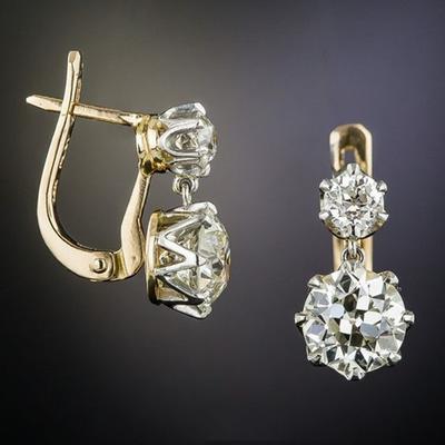 Creative Exquisite Geometric Inlaid Zircon Dangle Earrings for Women Fashion Gold Color Evening Party Jewelry