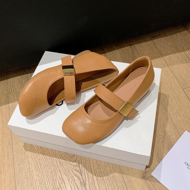 5 Inner Height Increase, Small Mary Jane Shoes, Women's New Summer Shallow Mouth Square Head One-word Buckle Soft-soled Single Shoes