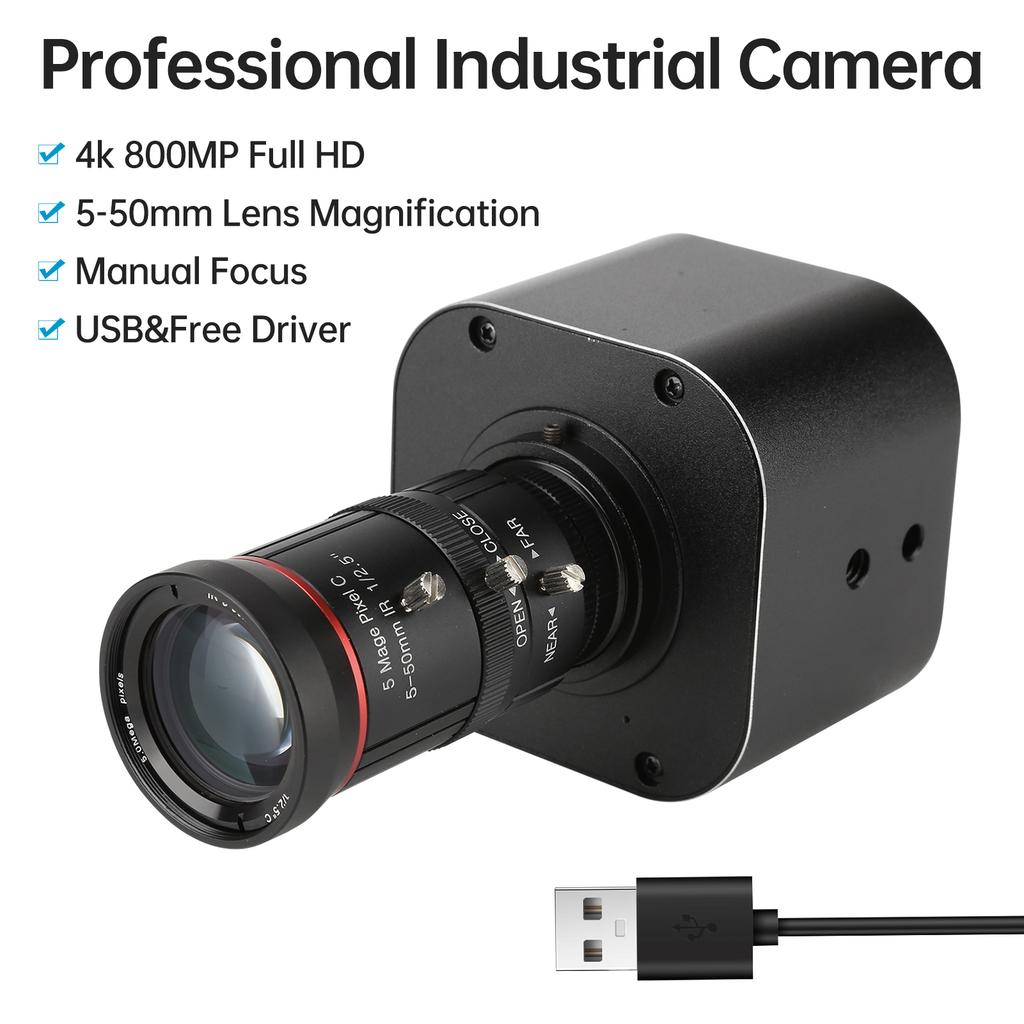 4K HD USB Camera 10X Optical Zoom 5 50mm Variable Lens 8MP Mini Web Camera with Microphones 1920x1080@60fps Manual
