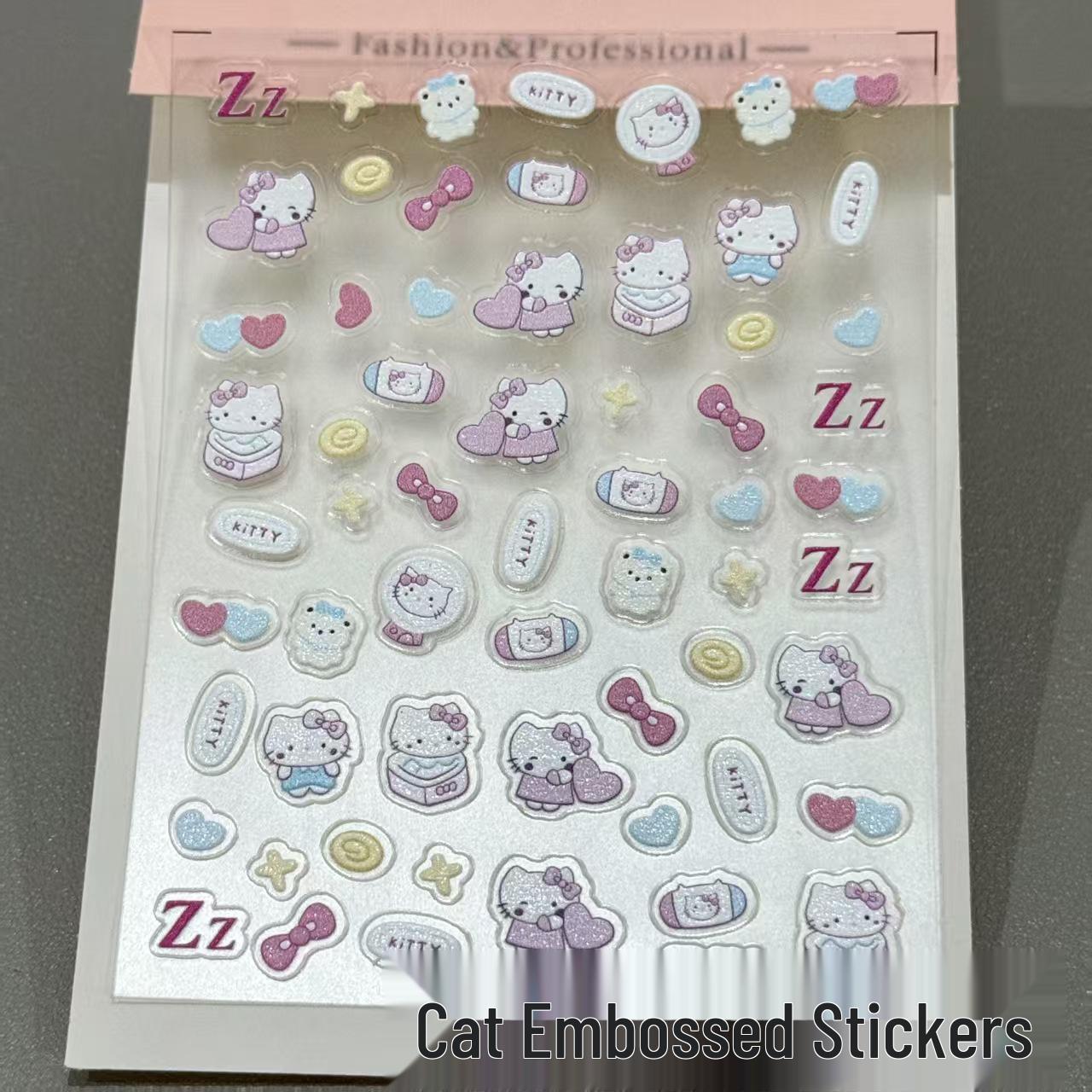 

Cute Cartoon Kitty Heart Nail & Phone Stickers