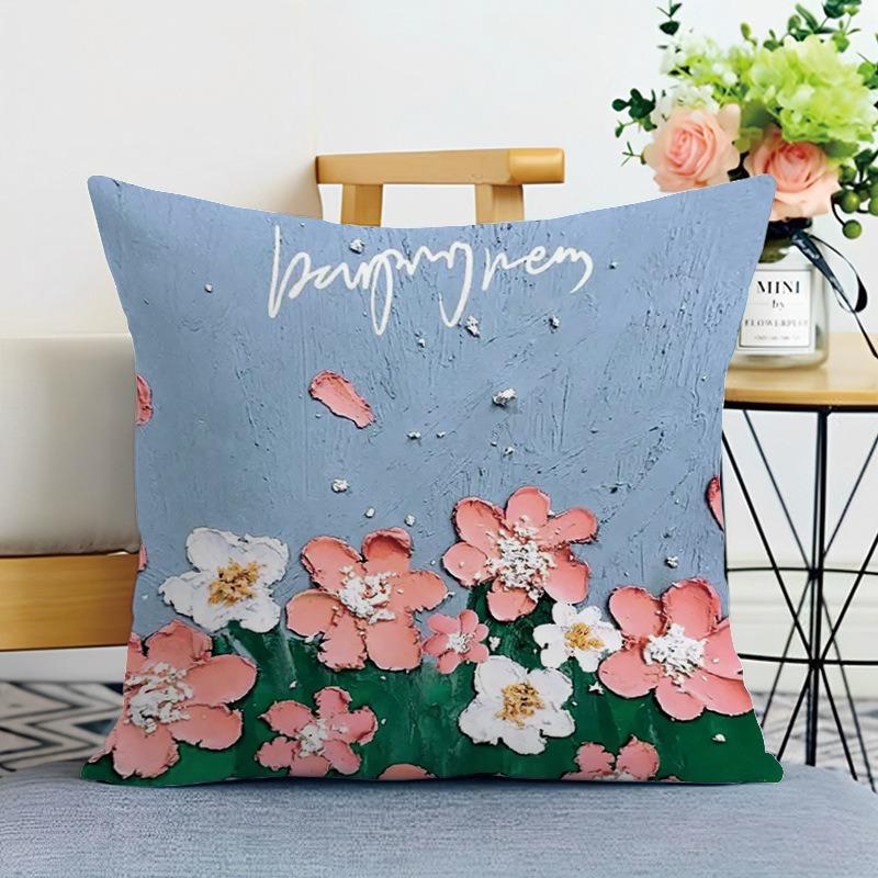 Ins Style Oil Painting Print Decorative Pillowcase Bedroom Living Room Square Cushion Pillowcase