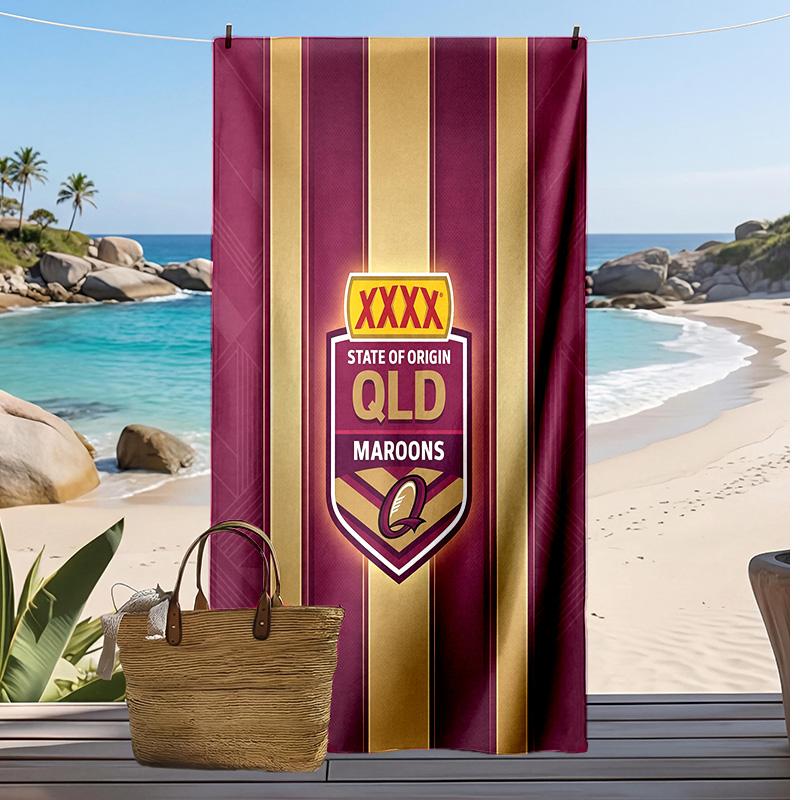 Queensland Maroons Druck Strandtuch Weich Tragbar Schnell?Trockenes Handtuch für Pool Sommerurlaub Outdoor Sport