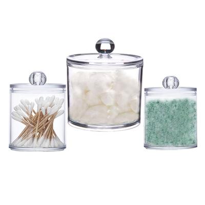 3PCS Clear Acrylic Cotton Swab Container Organizer Multipurpose Durable Transparent Acrylic