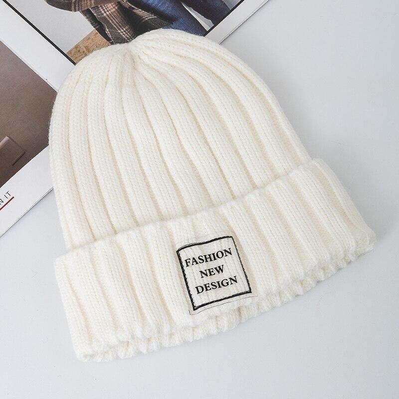 Nuevos sombreros de invierno para mujer, gorro cálido Kpop Steeetwear, gorro para mujer, etiqueta transparente informal, sombreros tejidos de invierno