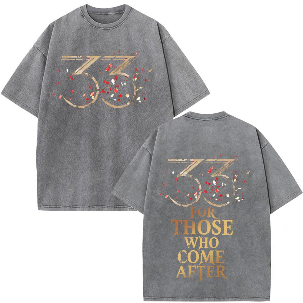 Game Clair Obscur Expedition  Graphic Vintage Washed T Shirt Men Women Clothing Fashion Oversized Cotton Short Sleeve Tshirts
