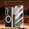 Rotatable Metal Magnetic Bracket Central Axis Leather Phone Case for Samsung Galaxy Z Fold 7 Slim Glass Protect Film Back Cover