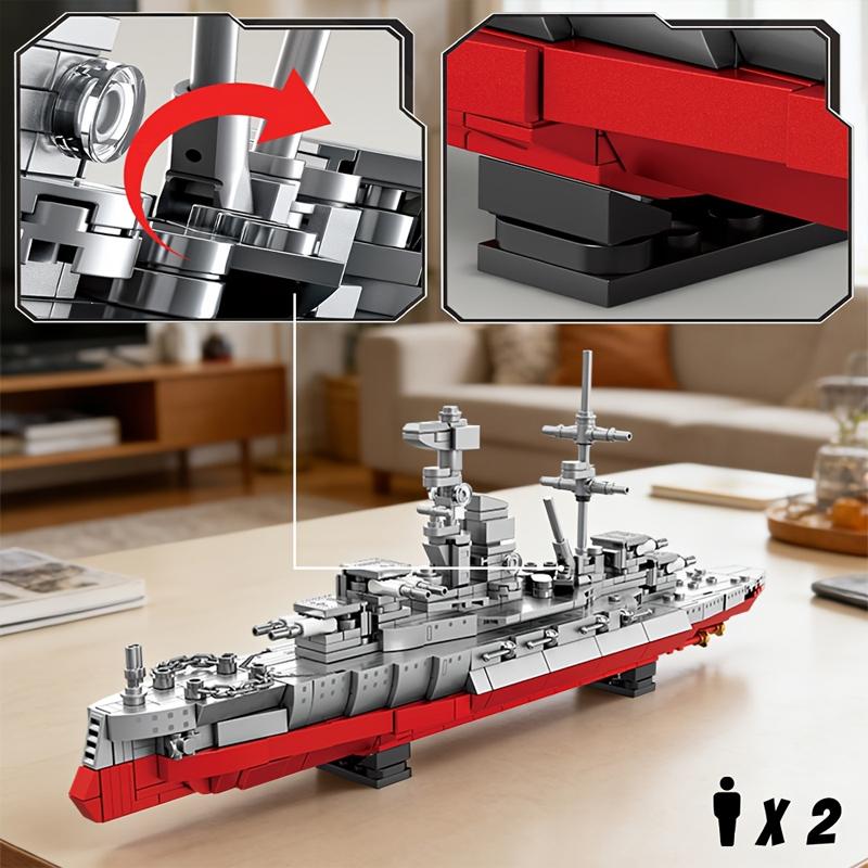 Military Series Revenge-class Battleship Model Building Block Set,Destroyer & Cruiser,DIY Decorative Collectible,Holiday Gift