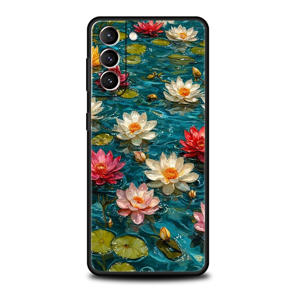 Phone Case For Samsung Galaxy S25 Edge S24 S23 S22 S21 Ultra S20 FE 5G S10 S10E S9 Plus Soft TPU Cover Oil Painting Flower