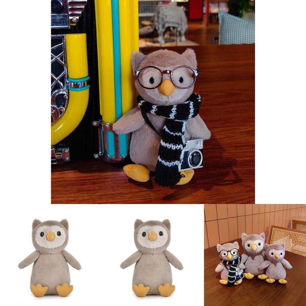 Entzückendes Weiches Plüsch Eulenpuppen Schal-Set mit Hut Kamera Brille für Kinder