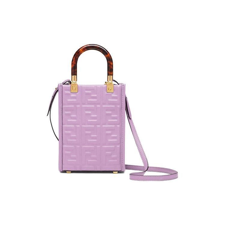 Fendi Sunshine 3D Texture FF Embossed Adjustable Detachable Shoulder Strap Leather Handheld Shoulder Crossbody Bag Mini Women Bags 8BS051-AMCI-F1JCO