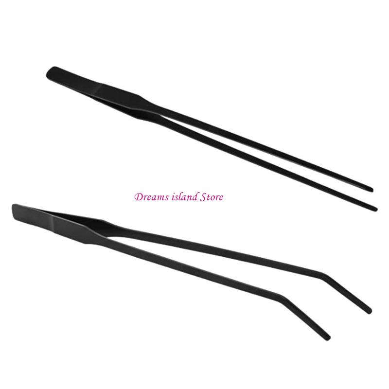 Quality Aquatic Tweezers Set 27cm Steel Straight & Curved for Aquarium Planting and Reptiles Feeding Cleaning Tool HX6C
