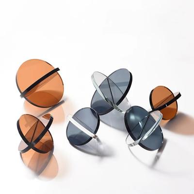 Artigianato in Vetro Ornamento Geometrico Semicircolare Trasparente Intersecato Sfera di Vetro Figurine Decorative Accessori per la Decorazione della Casa