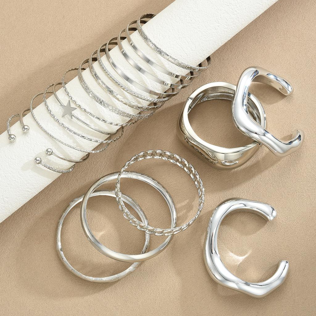 19er Set Vintage Minimalist Geometrisch Glatt Armbänder Mode Elegant Schlangenknochen Gedrehte Kette für Damen Täglichen Schmuck Neu