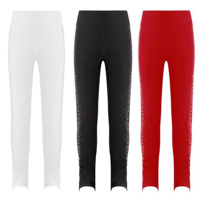 Figure Skating Pants Girls Training Wear Sparkly Rhinestones Child Skating Leggings