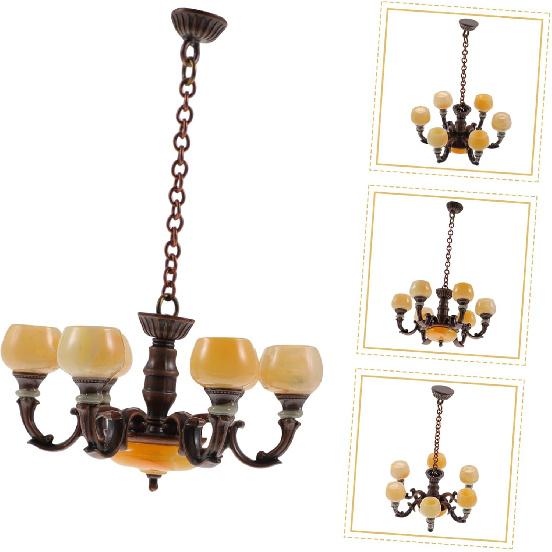 Toyvian Dollhouse Lights Miniature Light Model Toy Mini Ceiling Lamp Dollhouse Pendant Light Dollhouse Furniture Mini Chandelier Light Fixture Toys