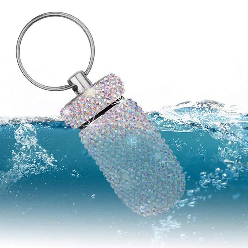 Waterproof Granule Storage Box Capsules Organizer Travel Pill Case Bling Medicine Bottle Key Ring