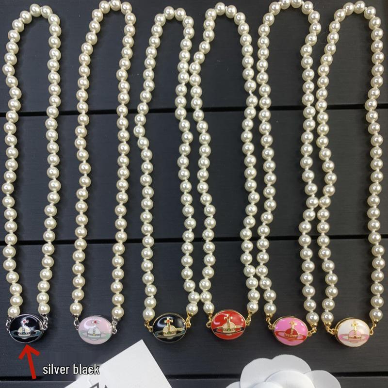 Empress Dowager Cixi Enamel Buckle Pearl Necklace: Sweet Cool Clavicle Chain