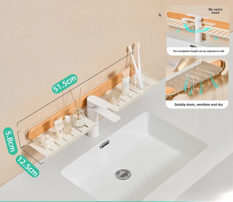Walnut Toilet Sink Mirror Shelf Faucet Washbasin Sink Wall-mounted Storage Racks Bathroom Rack Toilet Kitchen Shelf No Punch