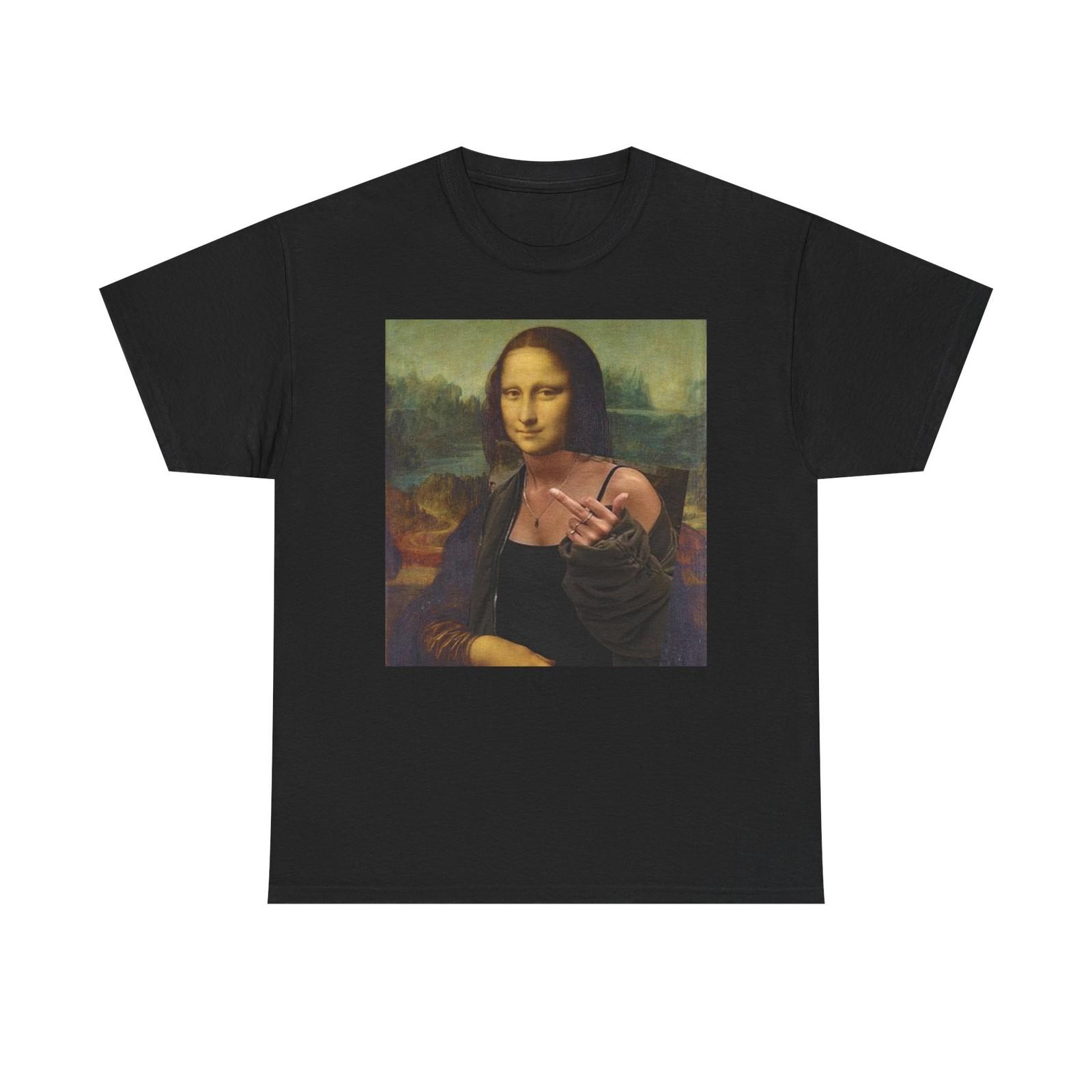 Mona Lisa Painting Funny Graphic T Shirt NEW S-5XL Unisex Heavy Cotton Tee XL