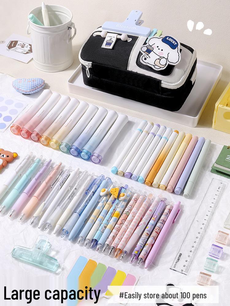 Milk-Huhu High-End Large Capacity Velcro Pencil Case for Middle School Students