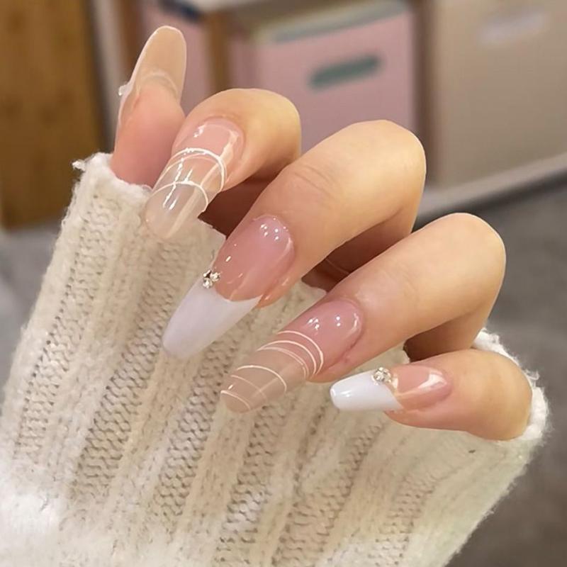 Fashion French 3D Simplified Line Nail Art Stickers Irregular Line Press On Nails Decals Manicure Decorations Diy
