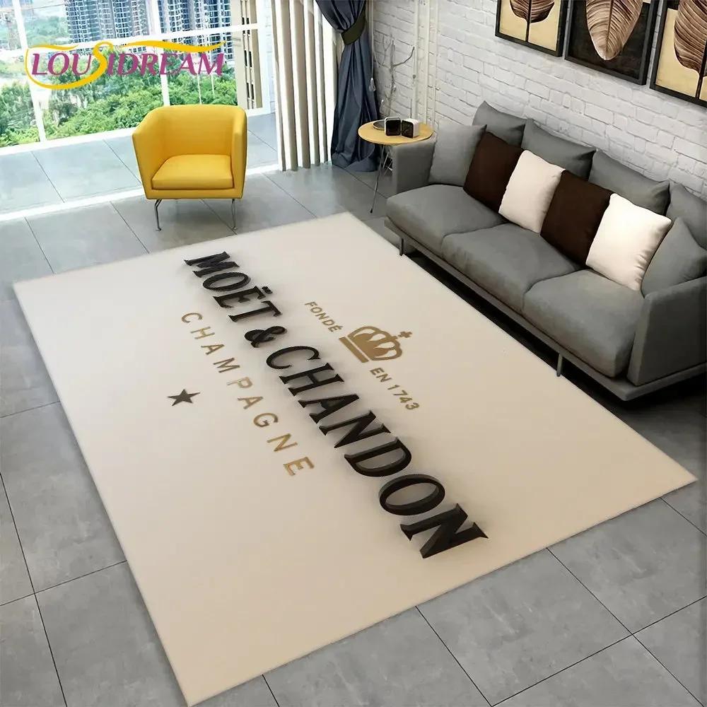 C-Champagne M-Moet & C-Chandon Teppich für Schlafzimmer Wohnzimmer Zuhause Sofa Dekoration, Kinderspiel Große Dekoration Bodenmatte Geschenk