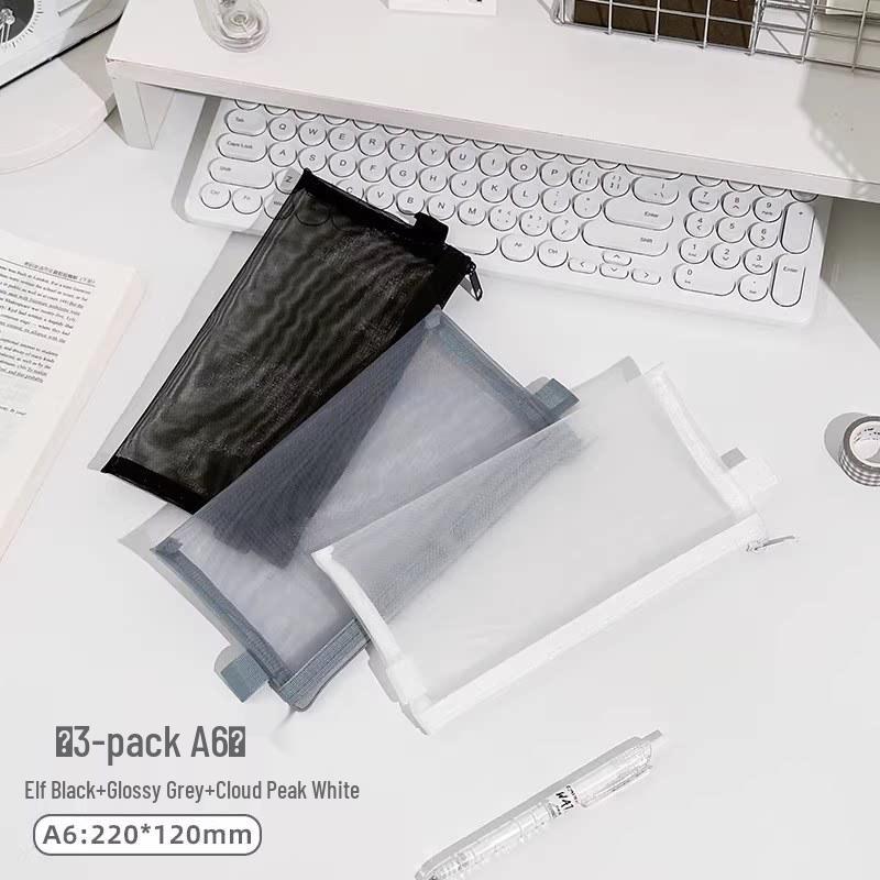 Mesh Document Bag with 6 Zippers - 5 Storage Compartments for Students & Files, Back-to-School Handbag