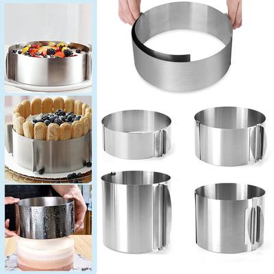 430 Aço Inoxidável 6-30cm Telescópico Mousse Anel Círculo Molde À Prova de Ferrugem Ajustável Com Escala Elevada Bolo Anéis Para Assar